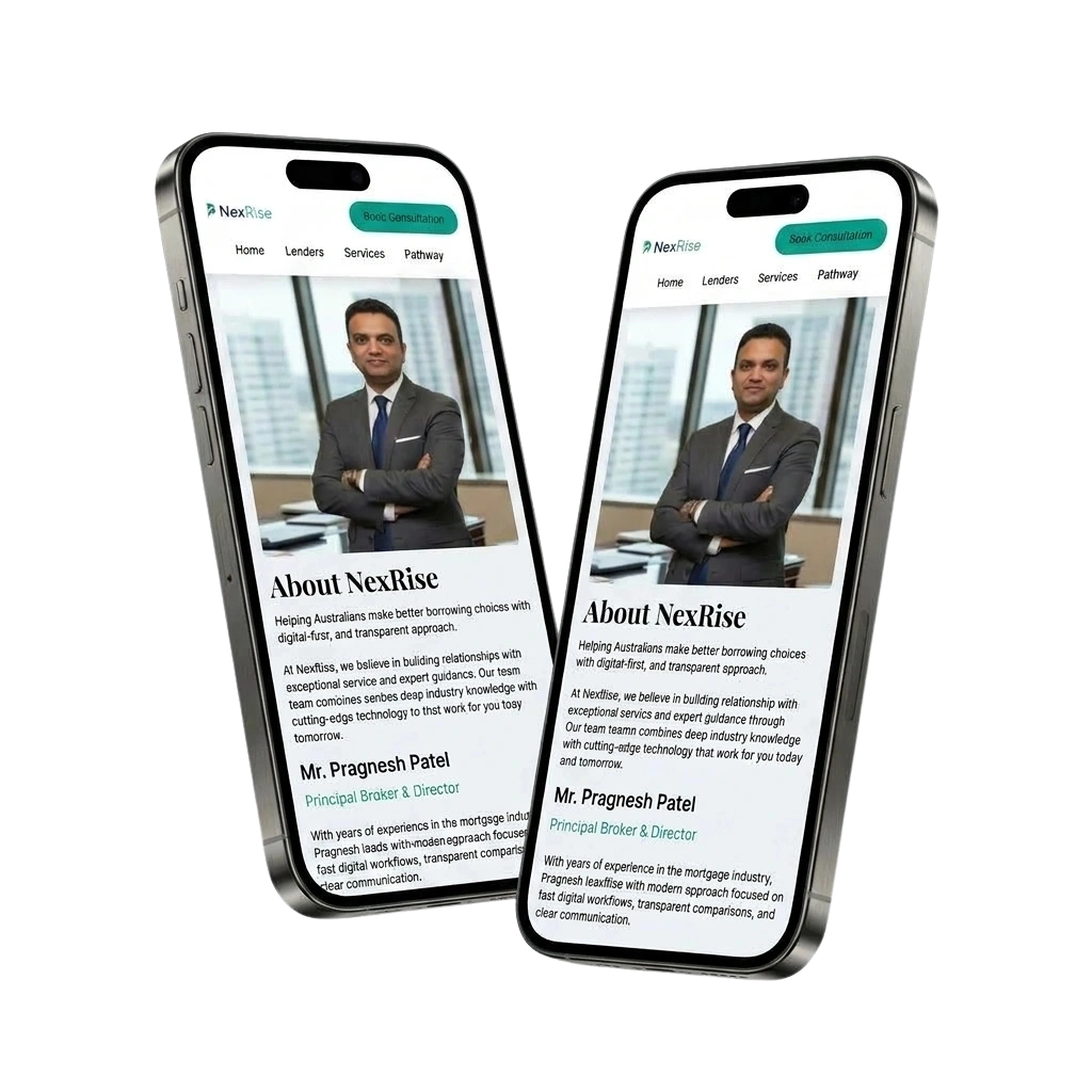 NexRise Mortgage mobile app calculator and portal UI
